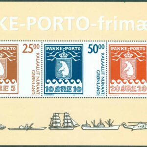 Grönland – F BL  50 PAKKE-PORTO märket 100 år, block kpl **