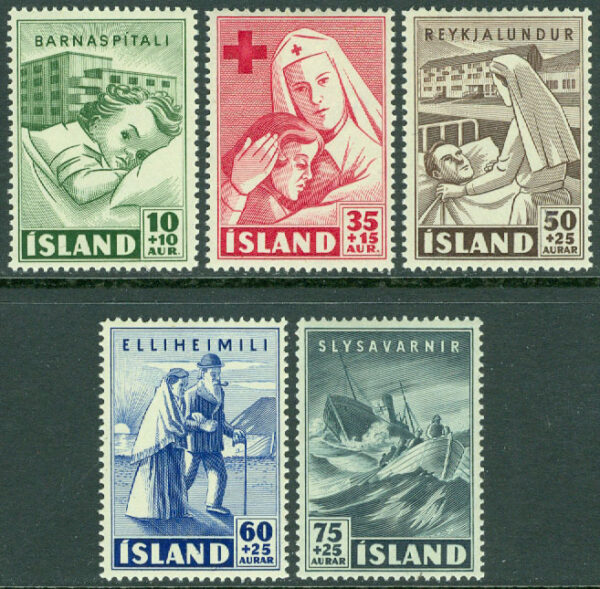 Island - F  288-292 Välgörenhetsmärken, 5 kpl *