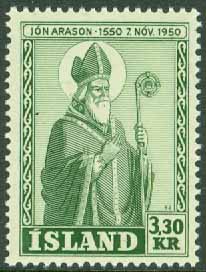 Island – F  308 Jón Arason, biskop, 3,30 kr **