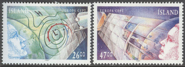 Island - F  779-780 Europa CEPT 1991 Europa i rymdåldern, 2 kpl **