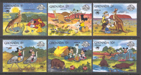 Grenada - M 1806-1811 Disney - Musse Pigg i Australien, 6 ol**