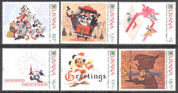 Guyana - M 3687-3692 Disneyjulkort, 6 ol **