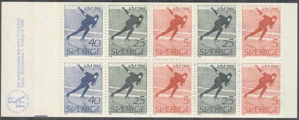 Sverige - F H 176 A1 vågböjt streck VM på skridsko 1966, kpl **