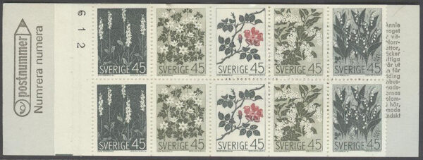 Sverige - F H 205 A T1b kn +3 Vildblommor, kpl **