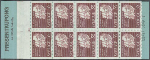 Sverige - F H 215 cyls 1 Nobelpristagare 1908, kpl **