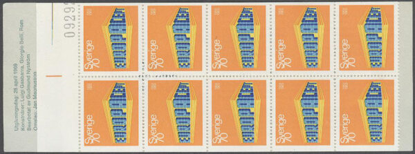 Sverige - F H 222 A kn 4,5+ delat kors höger Europa CEPT 1969, kpl **