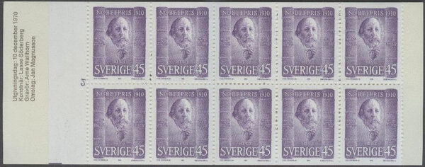 Sverige - F H 239 B cyls 2 Nobelpristagare 1910, kpl **