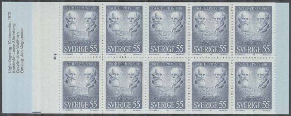 Sverige - F H 240 cyls 1 Nobelpristagare 1910, kpl **