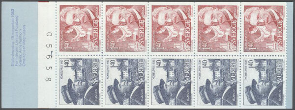 Sverige - F H 326 cyls 1 + kn Nobelpris 1920, kpl ** DUBBEL