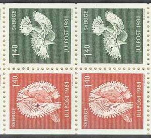 Sverige – F H 334 B RT Julpost 1981 – Takfåglar, kpl **