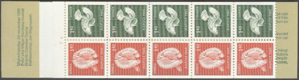 Sverige - F H 334 B cyls 2 Julpost 1981 - Takfåglar, kpl **