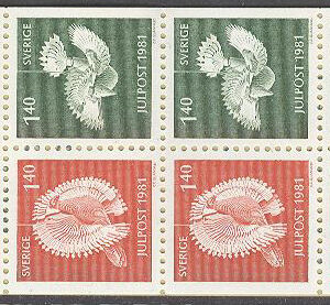 Sverige – F H 334 B kn Julpost 1981 – Takfåglar, kpl **