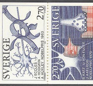 Sverige – F H 356 cyls 2 slinga + kn Nobelpristagare – Fysiol, kpl ** DUBBEL
