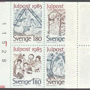 Sverige – F H 362:1 cyls 1 + kn Julpost 1985, kpl ** DUBBEL
