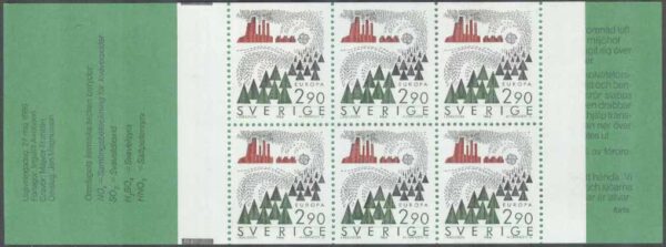 Sverige - F H 370 RT streck saknas Europa CEPT 1986 Natur- & Miljöskydd, kpl **