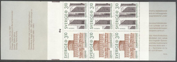 Sverige - F H 375 cyls 2 Europa CEPT 1987 Arkitektur, kpl **