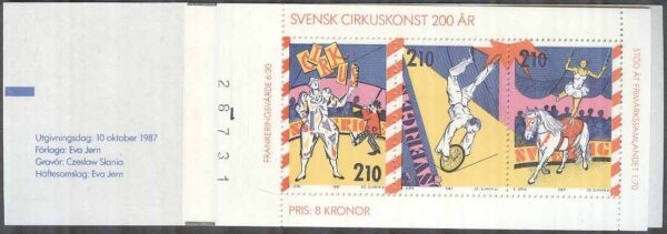 Sverige - F H 379 cyls 1 + kn Svensk cirkuskonst 200 år, kpl ** DUBBEL