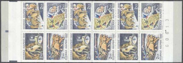 Sverige - F H 381 cyls 1 + kn Julpost 1987 - Folksägner, kpl ** DUBBEL