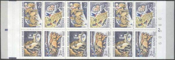 Sverige - F H 381 cyls 2 + kn Julpost 1987 - Folksägner, kpl ** DUBBEL