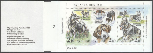 Sverige - F H 399 RT 7,2x1,8 + cyls 2 Svenska Hundar, kpl ** DUBBEL