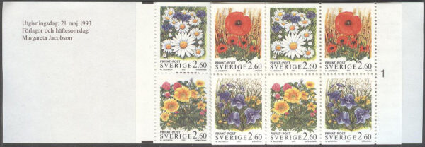 Sverige - F H 436 cyls 1 Rabattfrimärken XV - Sommarblommor, kpl **