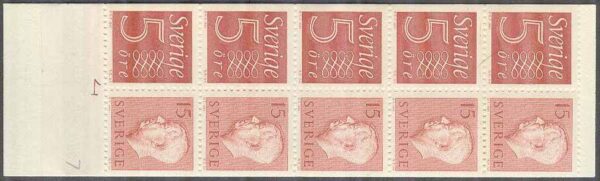 Sverige - F HA   5 B OV cyls 1 + kn 1+ Gustaf VI Adolf typ II, Ny Siffertyp , kpl ** DUBBEL