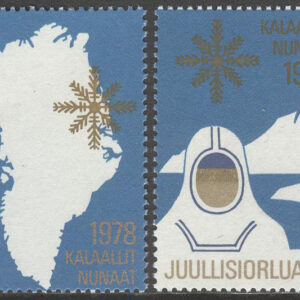 Grönland – Julmärken 1978 – Grönlandskarta & Eskimå, serie 2 kpl **