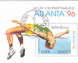 Laos – M BL 156 OS i Atlanta 1996 – Höjdhopp, block stpl