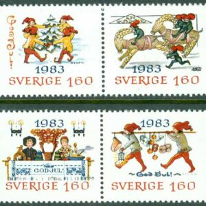 Sverige – F 1275-1278 Julpost – gamla julkort, 4 kpl **