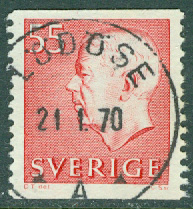 F  433a Gustaf VI Adolf 55 öre. Prakt LÖDÖSE 21.1.70 (P/Vg)