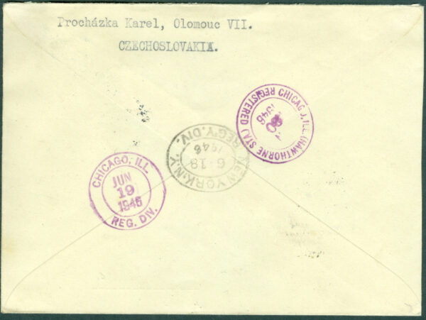 Tjeckoslovakien - Första flygningen Prag - New York 17.6 1946 - Bild 2