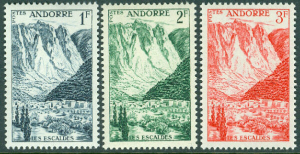 Andorra Fr - M  142-144 Landskap, Les Escaldes, 3 ol **