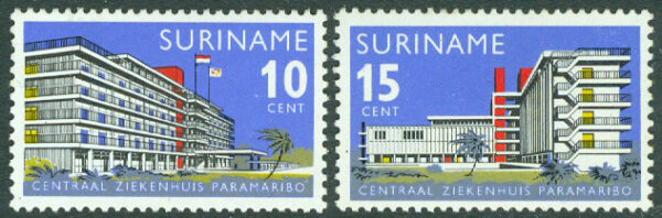 Surinam - M  492-493 Invigning av nya centralsjukhuset i Paramaribo, 2 kpl **
