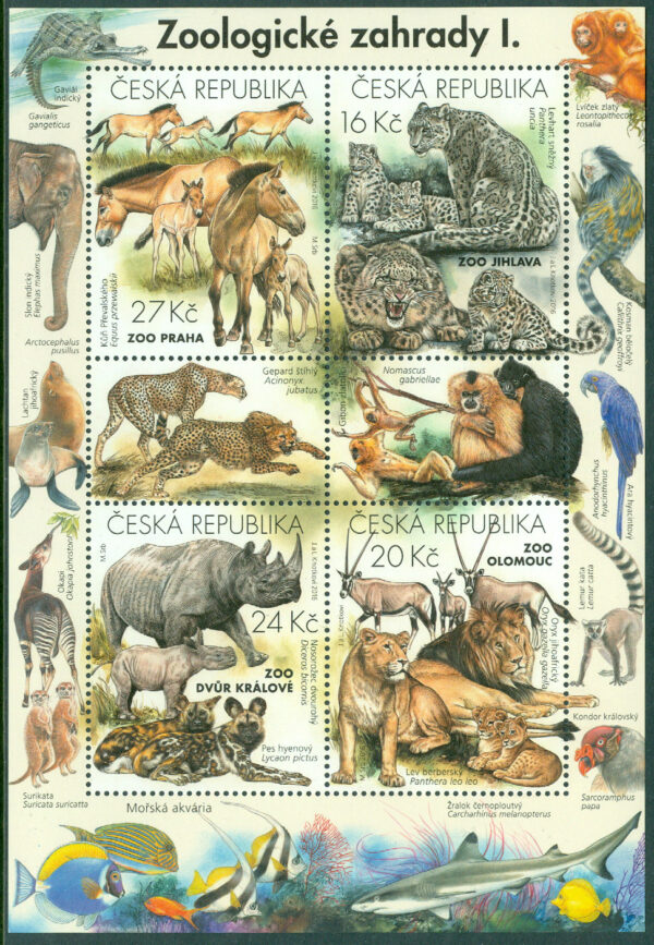Tjeckien - M  892-895 (BL 61) Zoologiska trädgårdar (I), block kpl **