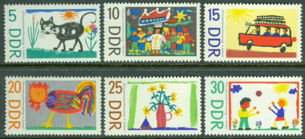 DDR - M 1280-1285 Barnteckningar, 6 kpl **