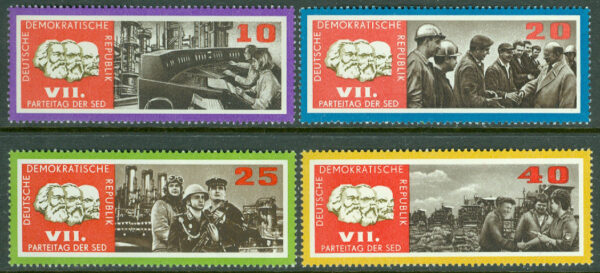DDR - M 1258-1261 Partikonferens för Tysklands socialistiska enhetsparti (SED) (I), 4 kpl **
