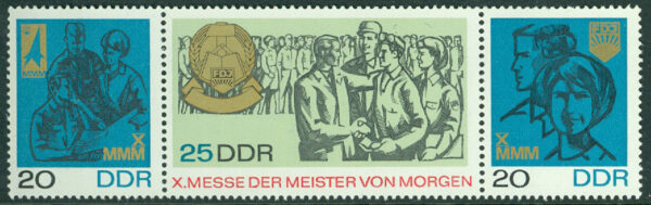 DDR - M 1320-1322 Morgondagens mästarmässa (MMM), 3-strip kpl ** fl