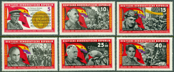 DDR - M 1196-1201 Kämpar från de internationella brigaderna i Spanien, 6 kpl **