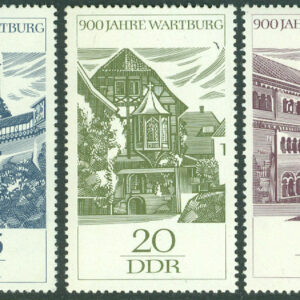 DDR – M 1233-1235 Wartburg nära Eisenach 900 år, 3 kpl **