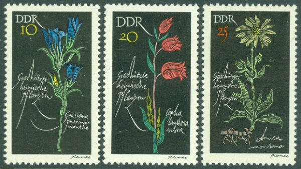 DDR - M 1242-1244 Skyddade inhemska växter, 3 kpl **