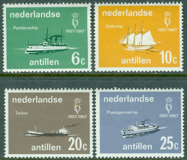 Nederländska Antillerna - M  174-177 Kungliga föreningen "Vår flotta" 60 år, 4 kpl **