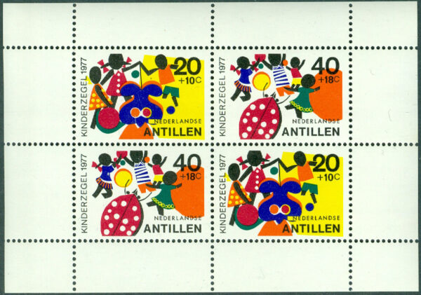 Nederländska Antillerna - M  341-344 (BL 6) Ungdomsvården, block kpl **