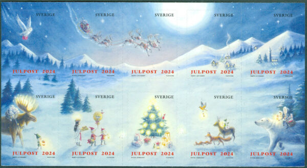 Häfte julpost 2024 - En sagolik jul (10 märken Sverige julpost)