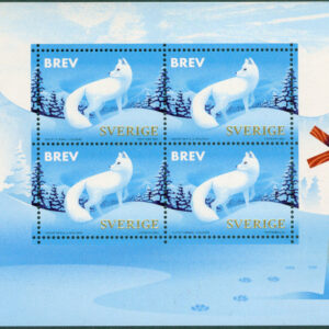 Fjällräv – Souvenirark (4 märken Sverige brev)
