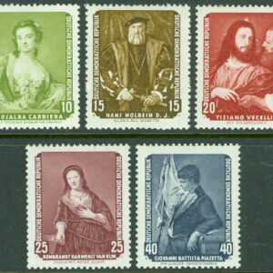 DDR – M  587-591 Målningar från Dresdengalleri, repatrierade av Sovjetunionen (II), 5 ol **