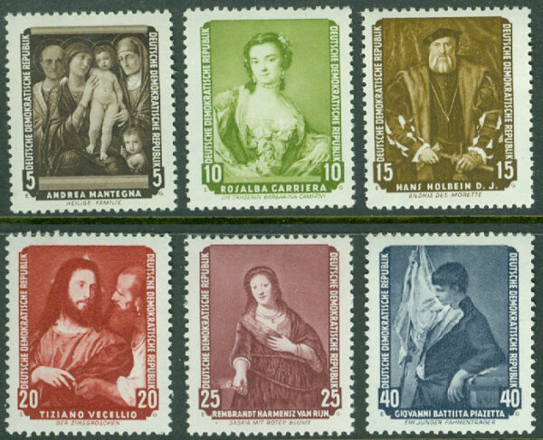 DDR – M  586-591 Målningar från Dresdengalleri, repatrierade av Sovjetunionen (II), 6 kpl **