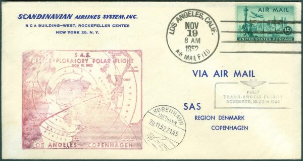 USA - 1952-11-19 First Exploratory Polar Flight Los Angeles - Copenhagen