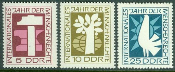 DDR - M 1368-1370 Int. året för mänskliga rättigheter, 3 kpl **