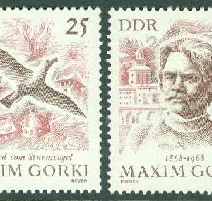 DDR – M 1351-1352 Maxim Gorkij (1868-1936), rysk författare, 2 kpl **