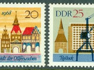 DDR – M 1384-1385 Staden Rostock 750 år, 2 kpl **
